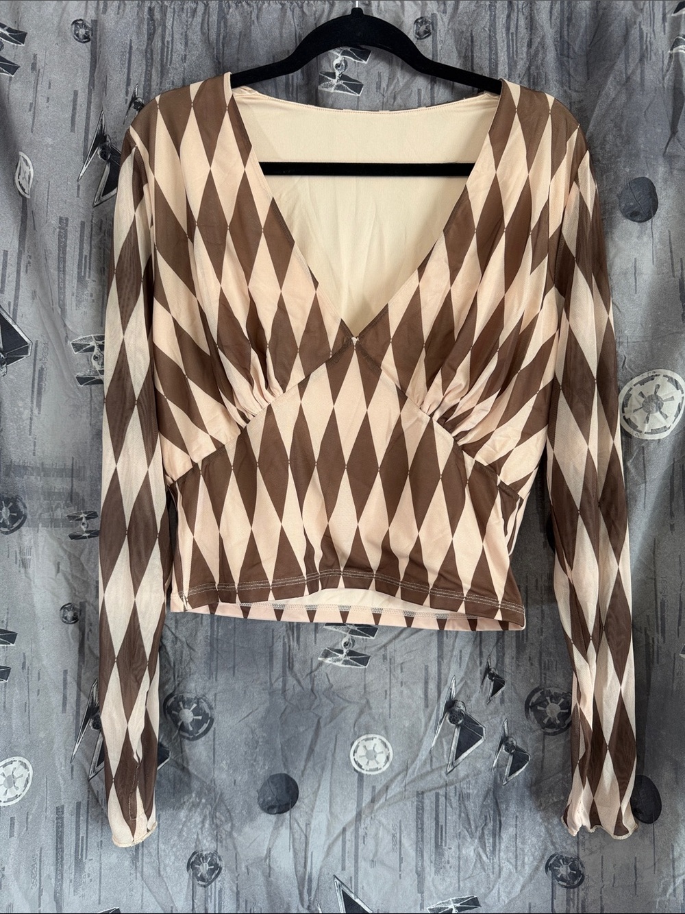 NIB FOREST INK HARLEQUIN V NECK TOP SZ 2X